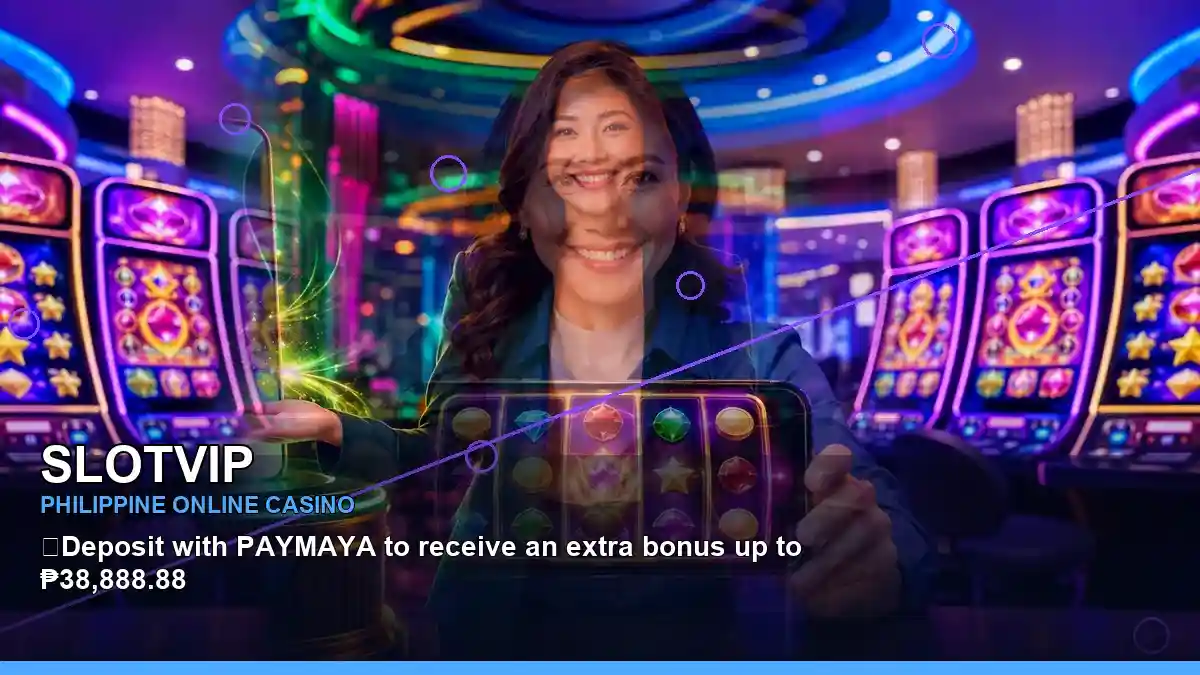 A vibrant SLOTVIP slots display with free spins visuals in a centred layout for Philippine players